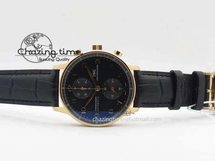 MIROTIME 0214 Portuguese Chrono RG IW371415 ZF 1:1 Best Edition Black Dial On Black Leather Strap A79350 (Slim Movement) FashionForward 7264